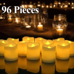 Set of 96 Realistic Flameless Flickering Bright LED Tealights Candles Party AU - Picture 1 of 12