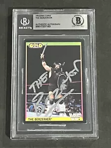 THE BERZERKER 1992 MERLIN GOLD WWF SIGNED AUTOGRAPHED CARD BECKETT BAS AUTHENTIC - Picture 1 of 2