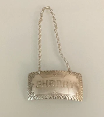 SHERRY STIEFF COLONIAL WILLIAMSBURG RESTAURACIÓN ETIQUETA DE PLATA ESTERLINA DECANTADOR Foto 1 de 3