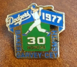 VTG Gold Toned Enameled Lapel Hat Pinback 1977 Dodgers 30 Homer's Pin Garvey - Picture 1 of 4