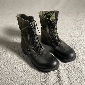 Vintage British Jungle Boots Army Wellco 9 M Leather Green Tropical Combat 1988