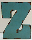 Plaque murale 3D en métal vert lettre Z 7" industriel rustique autonome