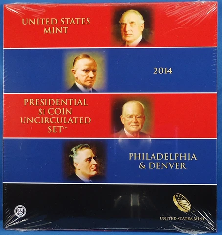 2014 Presidential Dollars Mint Annual Uncirculated Set 4-P & 4-D in Shrink Wrap Cover