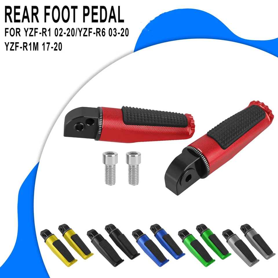 Rear Passenger Foot Pegs Footrests For Yamaha YZF-R1 02-20 YZF-R6 03-20 YZF-R1M Foto 1 de 4
