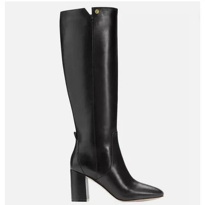 Cole Haan Black Leather Knee High Block Heel Square Toe Boots Women's 7.5B NIB - Image 1 of 4