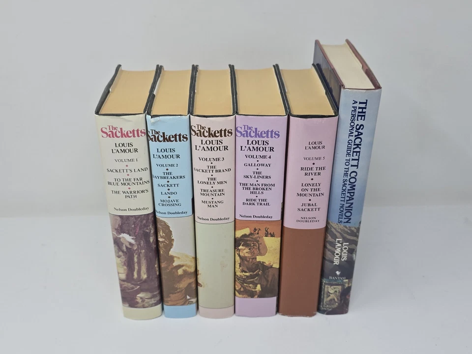 Louis L’Amour The Sacketts 5 Volume Hardback Set & The Sackett Companion Book - Image 1 of 4