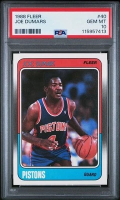 Tarjeta Fleer #40 Joe Dumars 1988 PSA 10 Low Pop 134 Salón de la fama Detroit Pistons Legend  Foto 1 de 2