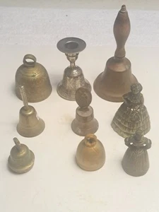 9 pc Lot OLD Brass Hand Held Bells - Bild 1 von 15