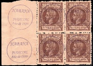 Cuba Esp. -Edi ** 161 Bl. 4 - 1898 - Alfonso XIII - 3 centavos - Marca "Habana.. - Imagen 1 de 1