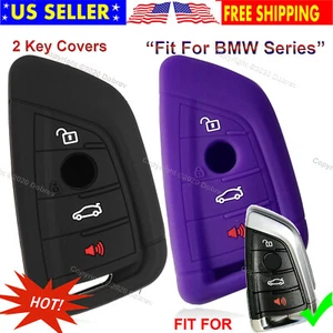 2pcs Silicone Rubber Entry Skin Fob Cover Holder Protector Case Fit for BMW Key - Picture 1 of 4