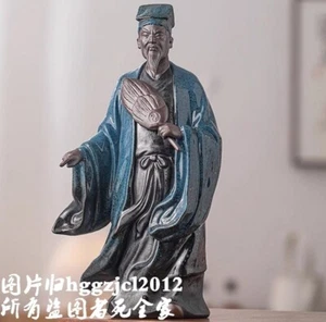 Statua Zhuge Liang porcellana 11,6" primo ministro Kong Ming scultura decorazione casa - Foto 1 di 4