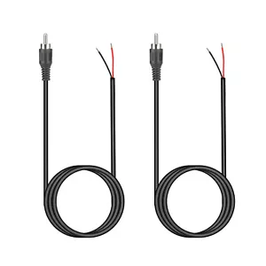 2Pcs 3.4ft RCA Male Plug To Bare Wire Audio Speaker Subwoofer TV DVD Cable Cord - Picture 1 of 7