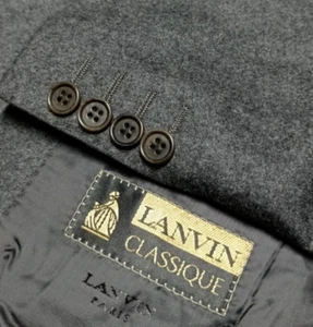 Vintage Lanvin Paris Classique all worsted classic Gray suit jacket blazer 46R - Picture 1 of 11
