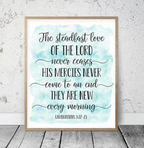 His Mercies Never Come To An End, Lamentation 3:22, arte de pared con impresión bíblica - Imagen 1 de 5