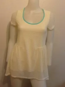 NUEVA CAMISA BLUSA BLUSA CON VOLANTES DE MALLA DE GASA COMO NUEVA, COMO NUEVA, CON VOLANTES FLUIDOS BOHO XS - Imagen 1 de 6