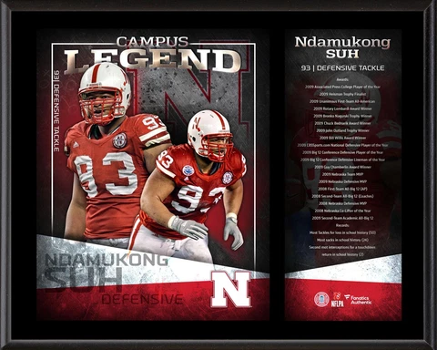 Ndamukong Suh Nebraska Cornhuskers 12" x 15" Campus Legend Player Plaque Cover