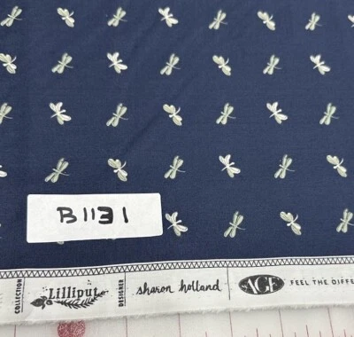 Художественная галерея лилипут маленькие стрекозы на темно-синем хлопке лоскутное одеяло ткань для рукоделия половина ярда - Изображение 1 из 2