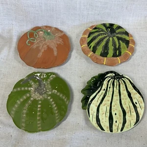 Boston Warehouse Harvest Gourd Porcelain Plates 3D Set Of 4 Boxed EUC - Picture 1 of 10