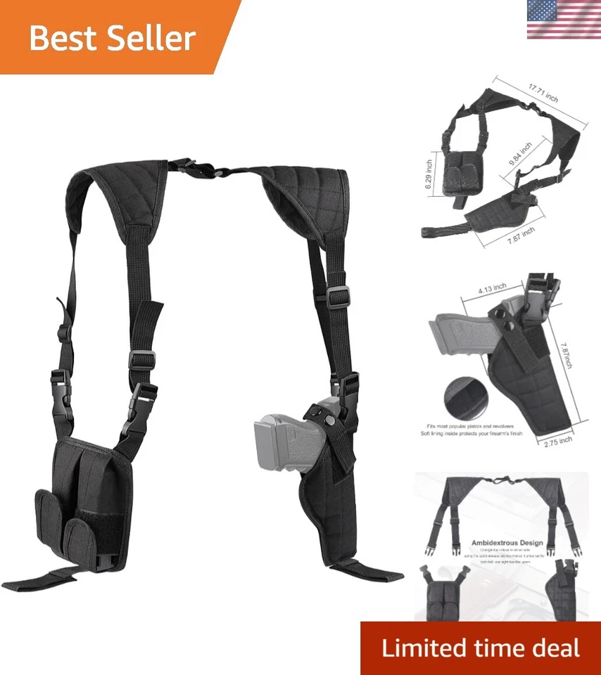 Shoulder Holster Pistol Gun Firearm Handgun Vertical Adjustable Universal Black