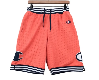 Pantalones Cortos Champion Para Hombre Medianos 27x9" Naranja Chunkey Cintura Parches Grandes Cordón Foto 1 de 4