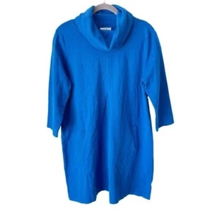 Tyler Boe Dress Women's XL Kim Blue Cowl Neck Knit Sweater Pockets NWT $209 - Picture 1 of 10
