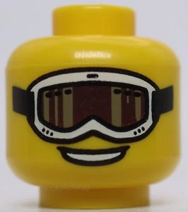 Lego Yellow Minifig Head Glasses White Ski Goggles Tan and Brown Glasses - Picture 1 of 1