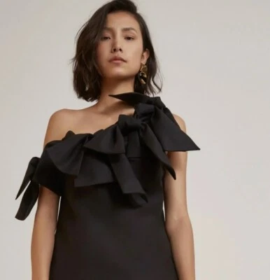 C/MEO COLLECTIVE Sz XS Sweet Devotion Dress Black Large Bow detail Mini RRP $240 - Image 1 of 4