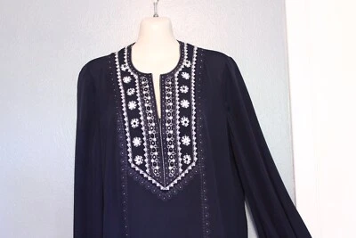 Kobi Halperin Navy Blue Embroidered Sandi Tunic Top Blouse Small - Image 1 of 4