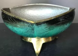 Vintage A.N. Oppenheimer Tri-Footed Brass Enamel Bowl Judaica Cloisonné Israel - Picture 1 of 5