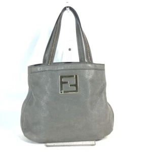 FENDI 8BR650 Bag Shoulder Bag Tote Bag Logo FF Chain Shoulder Bag Leather gray - Picture 1 of 15