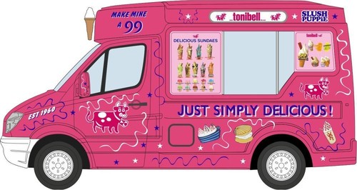 VANS Oxford scala 1:43 Mercedes Whitby Mondial Ice Cream Van Tonibell