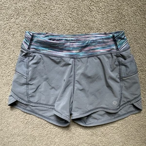 Athleta Girl Size M/8-10 Gray Lined Shorts Back Zip Pockets - Picture 1 of 9