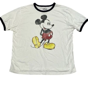 Disney Womens T Shirt Extra Large Graphic Print Mickey Mouse Ringer Casual Tee - Picture 1 of 4