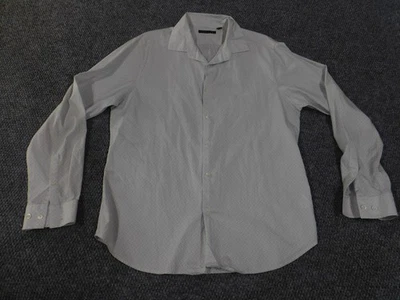 Theory Camisa Abotonada Hombre XL Blanco Micro Estampado Vestido Informal Algodón Foto 1 de 4