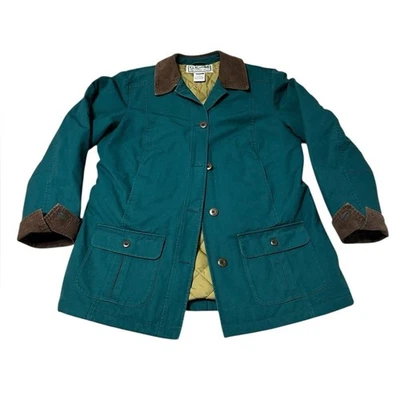 L.L.Bean мужчин M Thinsulate амбара пальто бирюзовый зеленый холст куртка вельвет выстеганная - Изображение 1 из 4