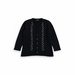 Abercrombie Fitch Women Navy Blue Button Up Sweater M Merino Wool Blend - Picture 1 of 9