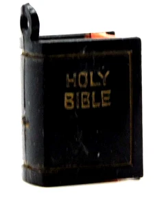 STANHOPE VIEWER LORD'S PRAYER VTG BIBLE GUMBALL CHARM COSMO BLACK PLASTIC - Picture 1 of 4