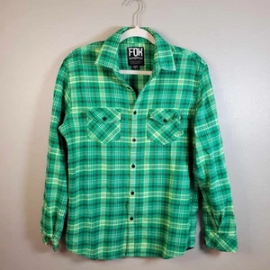 Vintage Fox Racing Flannel Hoodie Green Plaid Men’s Size Large RARE - Picture 1 of 6