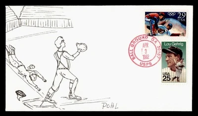 DR WHO 1992 FDC OLYMPICS BASEBALL POSRTS POHL HAND DRAWN CACHET COMBO M60539 - Image 1 of 2