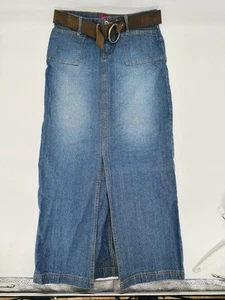 Vintage Zana Di Denim Maxi Jean Skirt Side Slits Retro Straight Size 3 - 30x37 - Picture 1 of 5