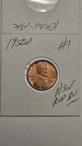 wheat penny 1950D RED BU LINCOLN CENT 1950-D LOT #1 UNC RED LUSTER - Picture 1 of 3
