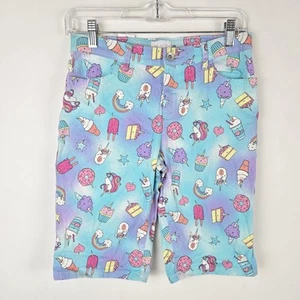 Children's Place Shorts Girls Size 14 Blue Purple Unicorn Cupcake Graphic - Picture 1 of 13