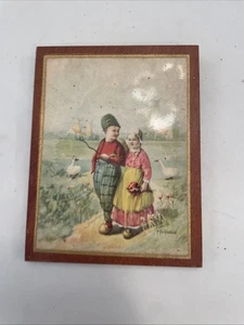 Niederländischer Holzdruck Gemälde hängend 4,5 Zoll hoch 3,5 Zoll breit - Bild 1 von 9