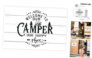 Benvenuto nel Nostro Camper Insegne in Metallo, Insegne da Campeggio Decorazione per Camper Campeggio, Camper - Foto 1 di 8