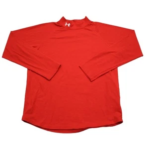 Under Armour Shirt Kids Red Plain Long Sleeve Mock Neck Activewear Top - Picture 1 of 17