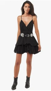 Seta Apparel Women's V-Neck Tiered Check Mini Dress, Black, Small NEW WITH TAGS - Picture 1 of 7