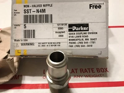 (1) PARKER SST-N4M,1/2", 3000 Lb., 303 S/S Non-Valved Nipple (S-37) - Image 1 of 4