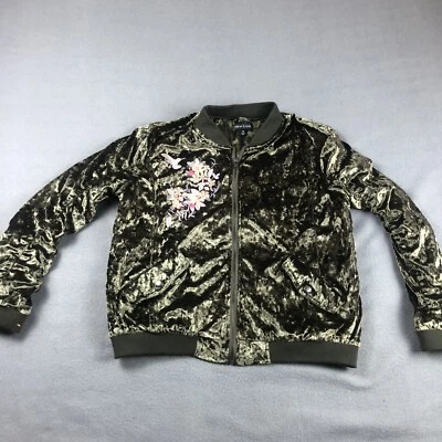 Новый вид женщин бархата цветочный куртка очень большой XL зеленый полный молнии - Изображение 1 из 4