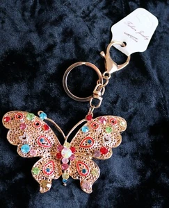 New Colorful Butterfly Keychain Handbag Bag Pendant Car Key Chain - Picture 1 of 2