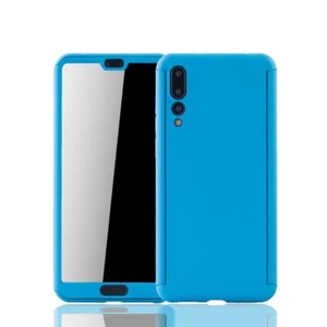 Hülle Handy Schutz für Huawei P20 Pro Full Case Cover Displayschutz Bumper Blau - Zdjęcie 1 z 4